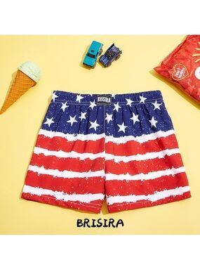Brisira American Flag 4th Of July Board-shorts Size 8Y NWT #Lux-K